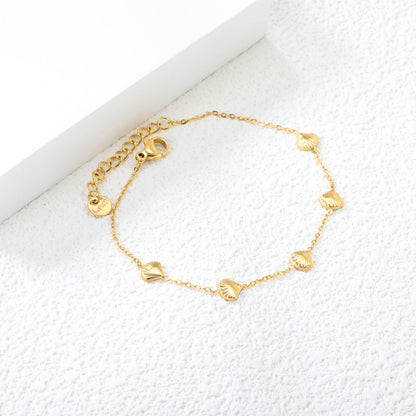 6*5.8mm shell accessories 0.3 cross chain *18+3cm+6mm round plate bracelet Gold asonjewelry