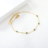 3.5*4.5mm teardrop shaped sticky emerald zirconium fittings 0.3 cross chain*18+3cm+6mm round plaque bracelet gold color