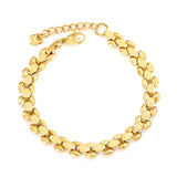W8mm*Thick2.4mm Chain Bracelet18+3cm+6mm Round Tail Plaque Gold Color