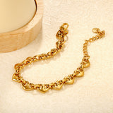 10.5*8.4mm series heart-shaped pendant 17+5cm+6mm round tail brand bracelet, steel color, gold color