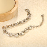 10.5*8.4mm series heart-shaped pendant 17+5cm+6mm round tail brand bracelet, steel color, gold color