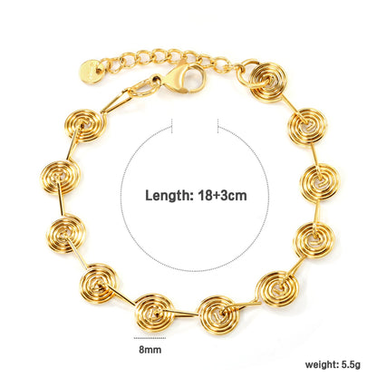 Wire 0.8mm*Width 9mm Chain Bracelet 18+3cm+6mm Round Tail Tag Gold asonjewelry