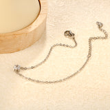 5.6mm square white diamond 18+5cm+7.7*5.7mm heart-shaped pendant bracelet in steel color