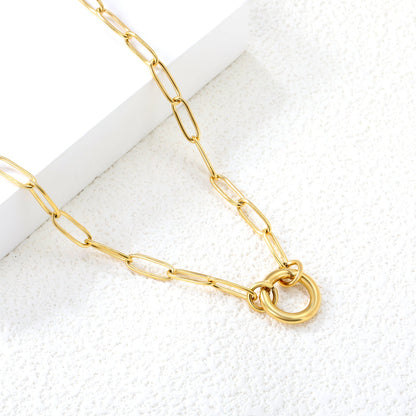 Wire 2.5*outside 14mm round clasp pendant 45cm necklace gold color asonjewelry