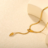 5.9*14mm snake tail, 7.5*18mm snake head, 4mm flat snake chain, 50+5cm+6mm round tail label, sweater chain, golden color