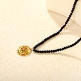 14.6*16.2mm Irregular Oval Halloween Spider Web Pendant 4mm Faceted Bead Chain 43+5cm 6mm Round Tag