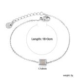 7.7 x 6mm raised edge rectangular 0.3 cross chain bracelet 18+3cm+6mm round pendant Steel color/gold color