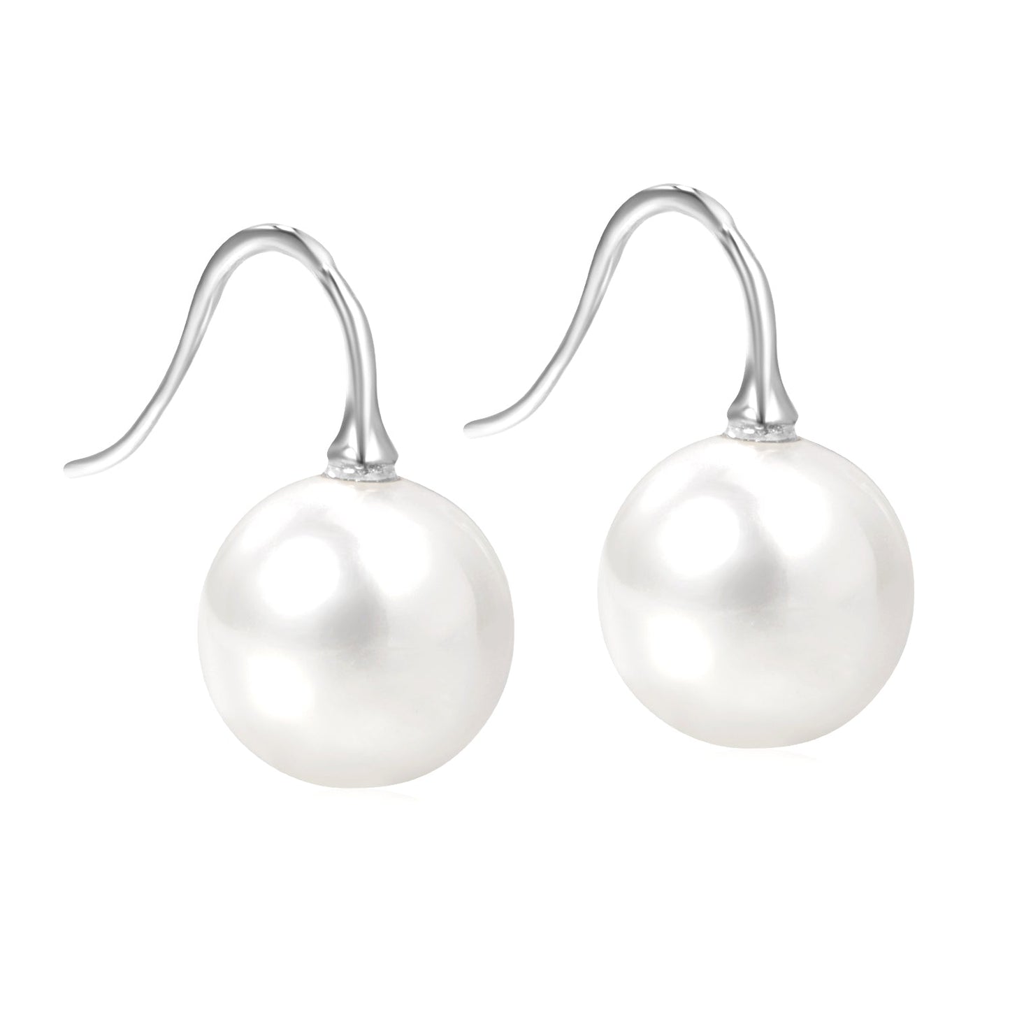 White Pearl Golden Earrings 14mm asonjewelry