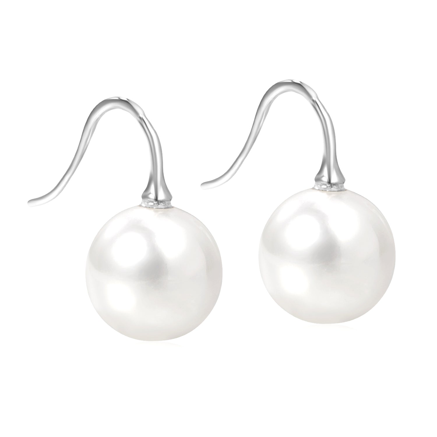 White Pearl Golden Earrings 14mm asonjewelry