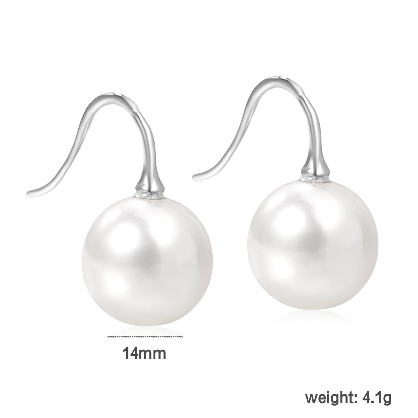White Pearl Golden Earrings 14mm asonjewelry