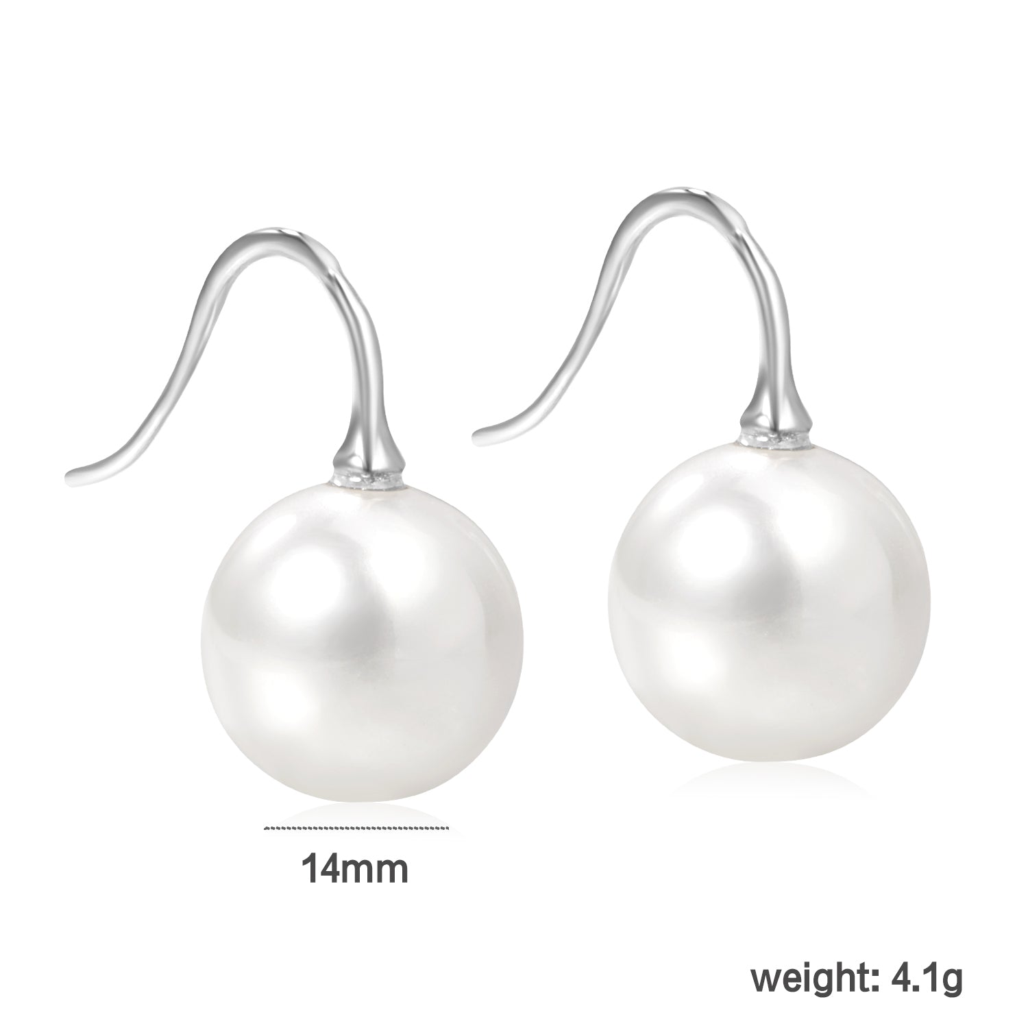 White Pearl Golden Earrings 14mm asonjewelry