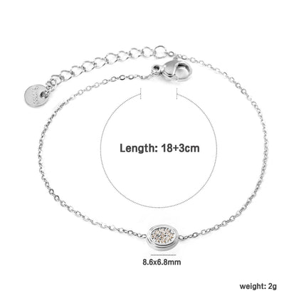 8.6 x 6.8mm raised edge oval 0.3 cross chain bracelet 18+3cm+6mm round pendant Steel color/gold color asonjewelry