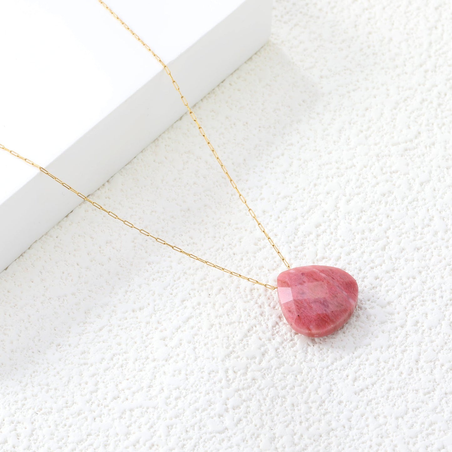 15.3mm Rhodochrosite/Yellow Tiger Stone/Dark Blue Stone/Green Stone/Amethyst/Pink Stone Pendant 0.3 Elongated Chain*40+5cm+6mm Round Plaque Necklace Gold Color asonjewelry