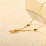 7.6*18mm sea horse pendant with double round diamonds, 0.4 cross chain, 45+5cm+6mm round tail tag, necklace, gold