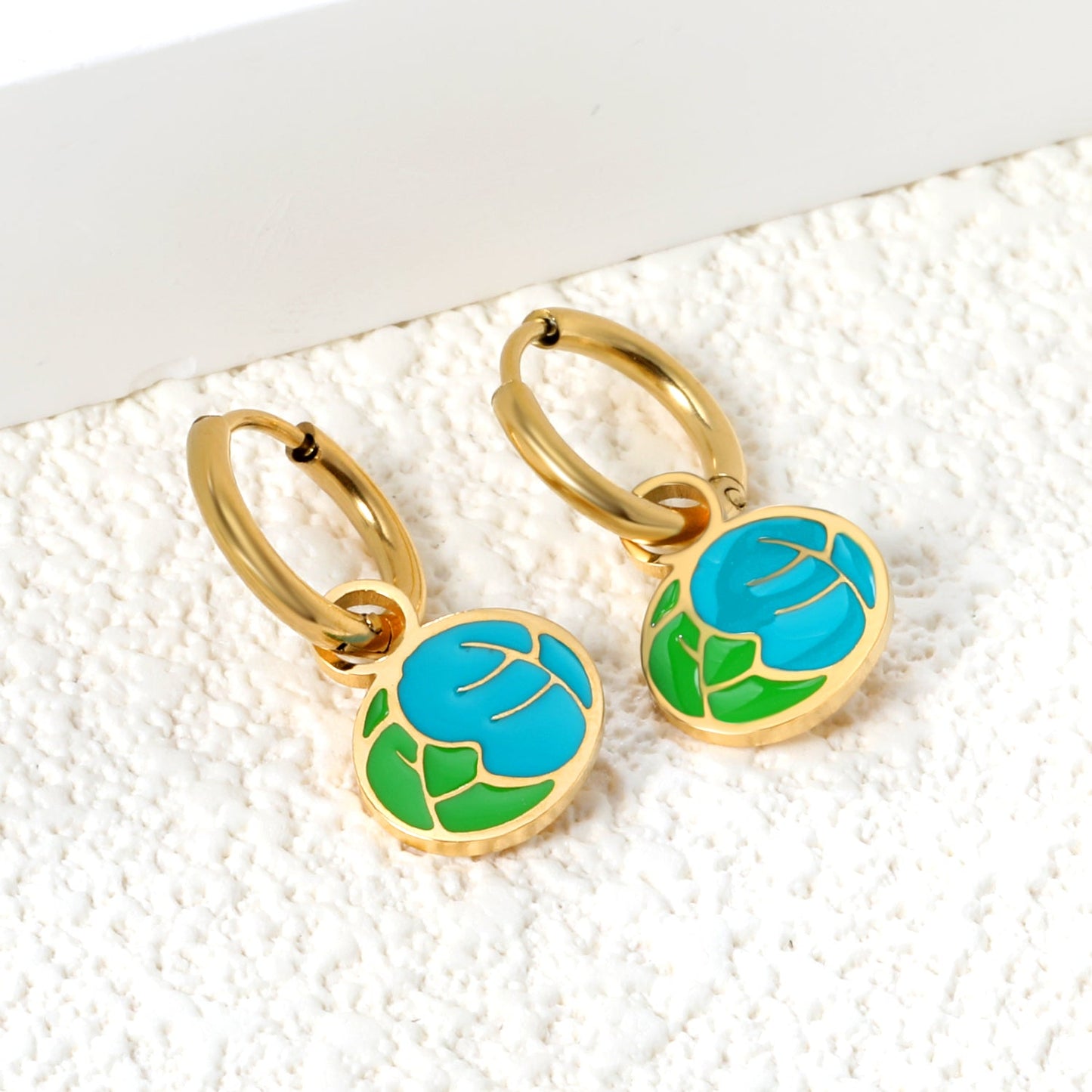 1.6x 8mm Round with 9.8*8.4mm Mixed Color Vegetable Leaf Stud Earrings asonjewelry