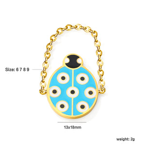 13*18mm Oval Beetle with Blue Drip soft ring Gold color