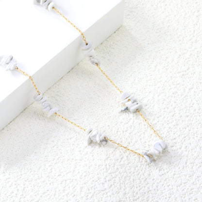 White/blue turquoise/purple/pink crystal/mixed color accessories 0.3 elongated chain *40+5cm+6mm round plate necklace gold color asonjewelry