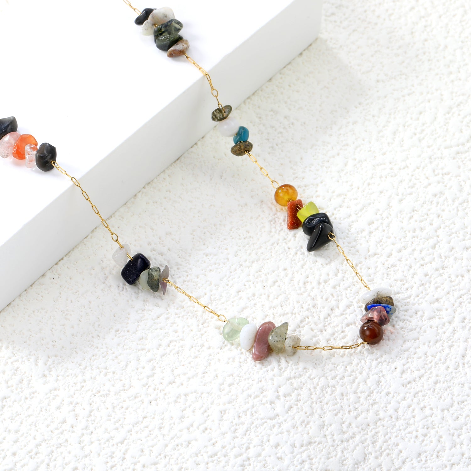 White/blue turquoise/purple/pink crystal/mixed color accessories 0.3 elongated chain *40+5cm+6mm round plate necklace gold color asonjewelry