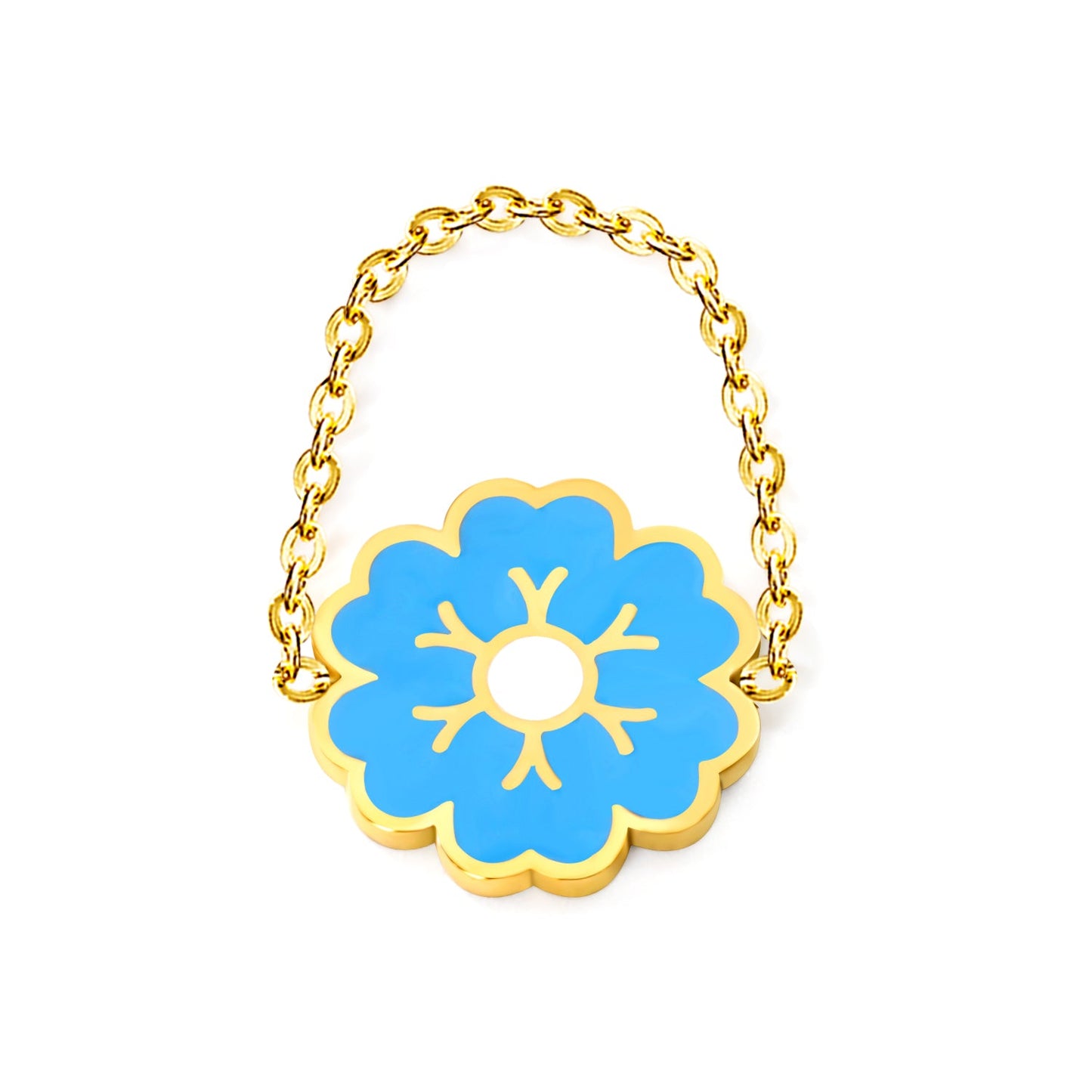 15mm Flower with Blue Drip Oil Soft Ring Gold Color asonjewelry