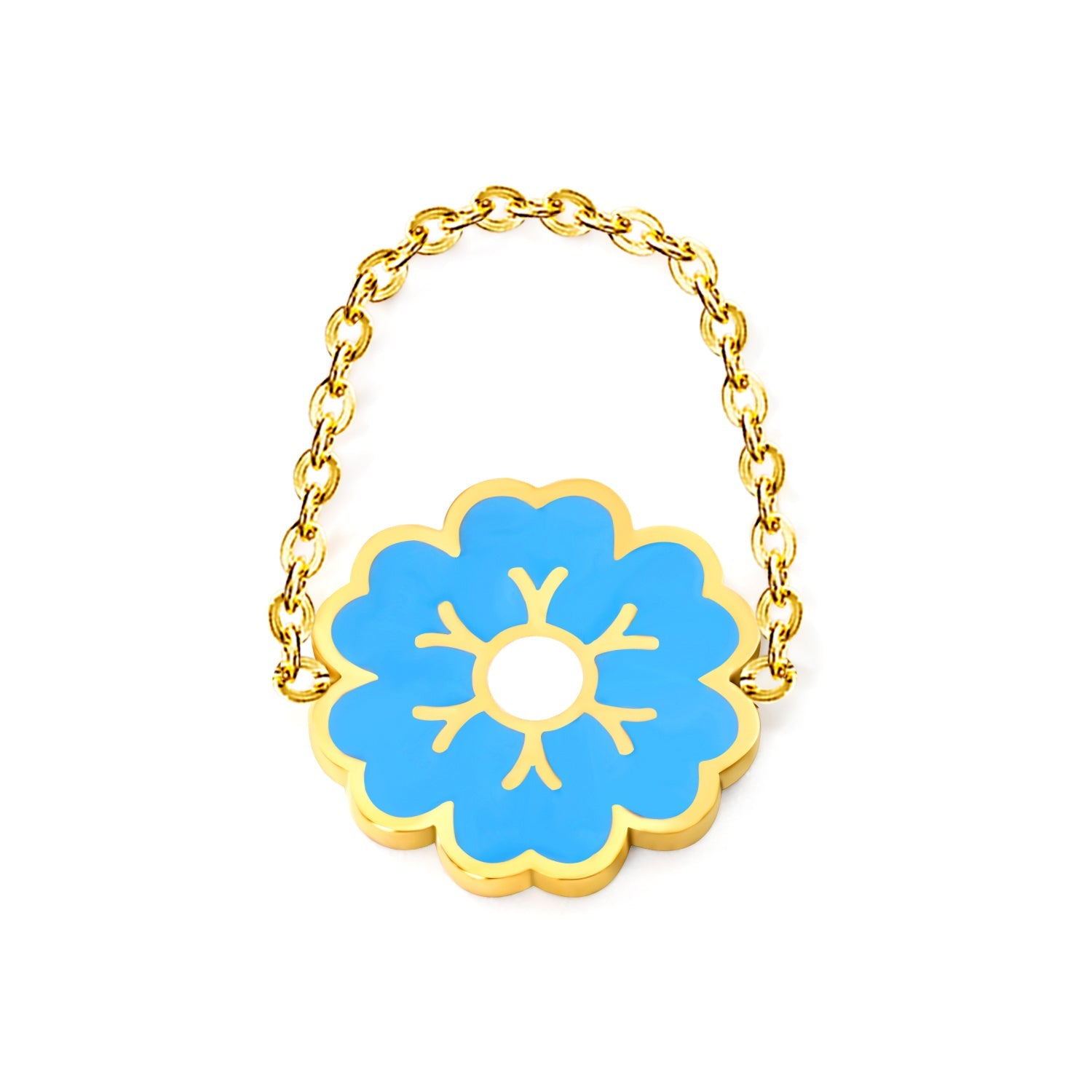 15mm Flower with Blue Drip Oil Soft Ring Gold Color asonjewelry