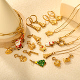 18*11mm Christmas Hat with Rhinestones 7mm Spring Buckle Accessory Gold