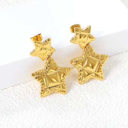 14mm Textured Small Star + 21.3mm Textured Large Star Stud Earrings asonjewelry