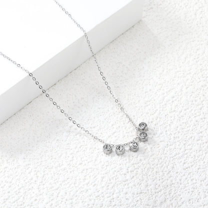 4mm Cylindrical white zirconium accessories 0.3 cross chain *40+5cm+6mm round plate necklace steel color/golden asonjewelry