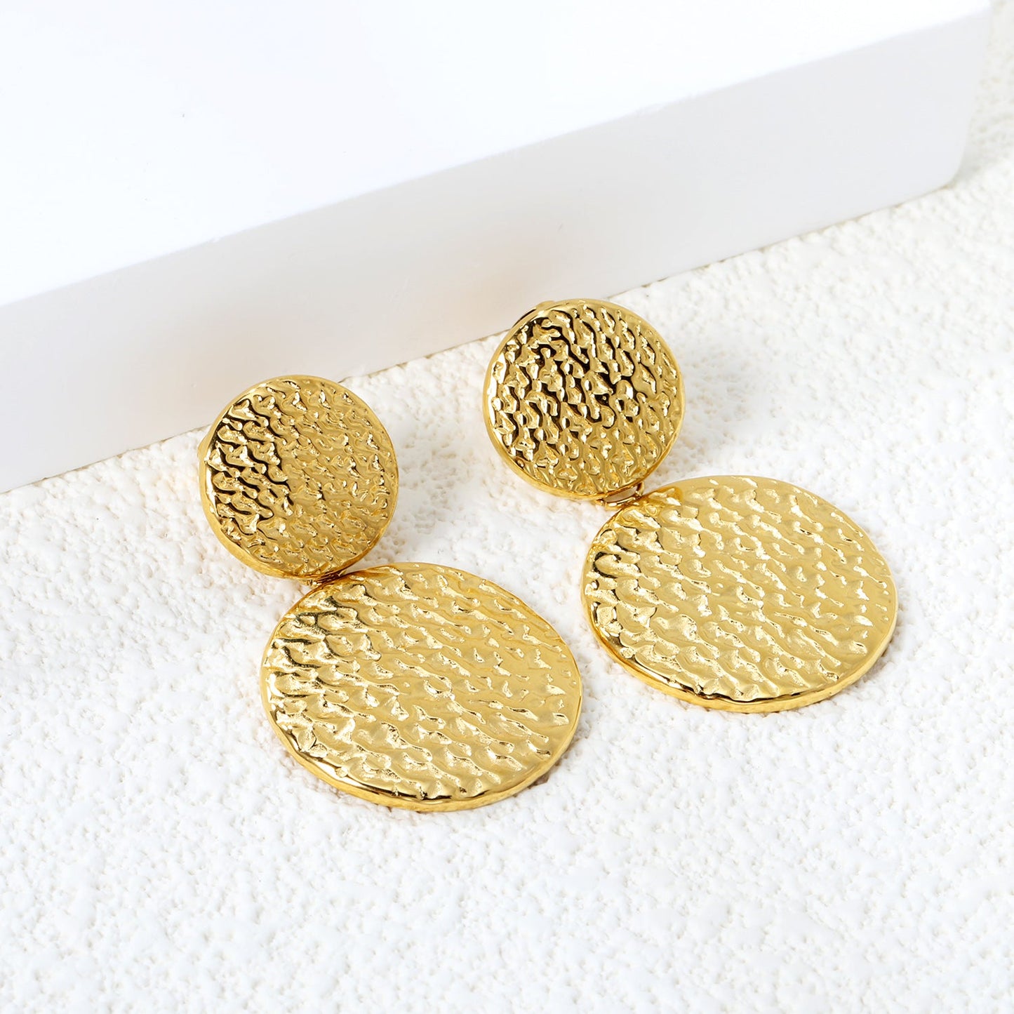 14.4mm Small Round + 22.3mm Large Round Textured Stud Earrings asonjewelry