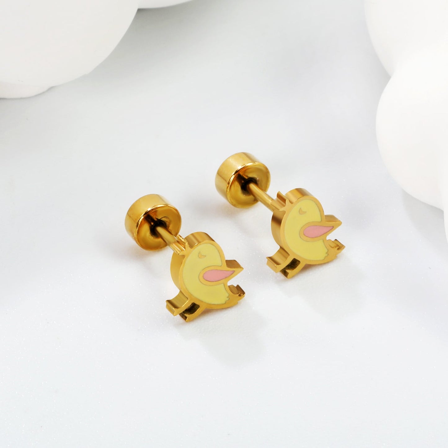 Screw plug 0.8*8mm pin 8*6.4mm small bird with yellow oil drop earrings gold color asonjewelry