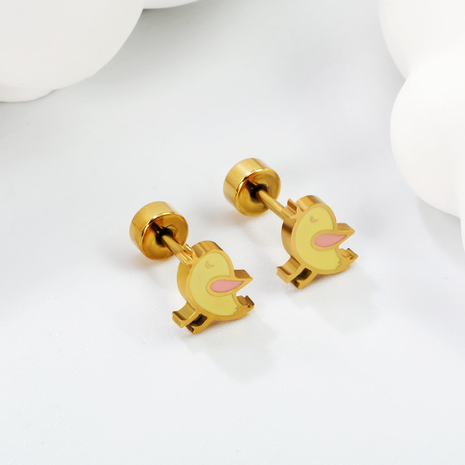 Screw plug 0.8*8mm pin 8*6.4mm small bird with yellow oil drop earrings gold color asonjewelry