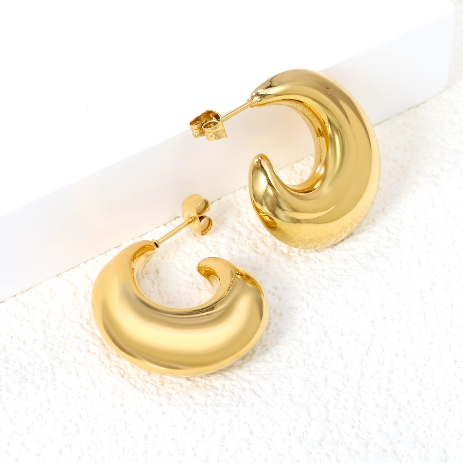 Hollow fat hook earrings 25.4*28mm gold color asonjewelry