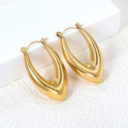 Hollow fat V-shaped earloop 22.2*33.4mm gold color asonjewelry
