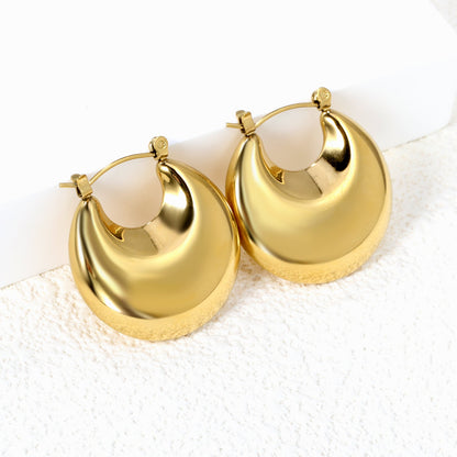 Golden hollow fat moon earrings 27*25mm asonjewelry