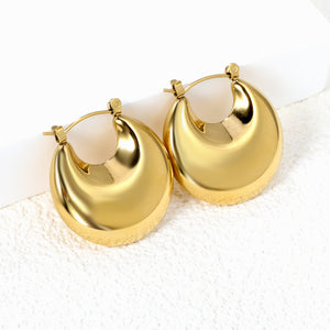 Golden hollow fat moon earrings 27*25mm