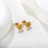 9.2mm Ship's Wheel-Shaped Stud Earrings, Steel/Gold, 10Pcs