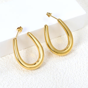Hollow Golden U-shaped Earring 25.2*30mm