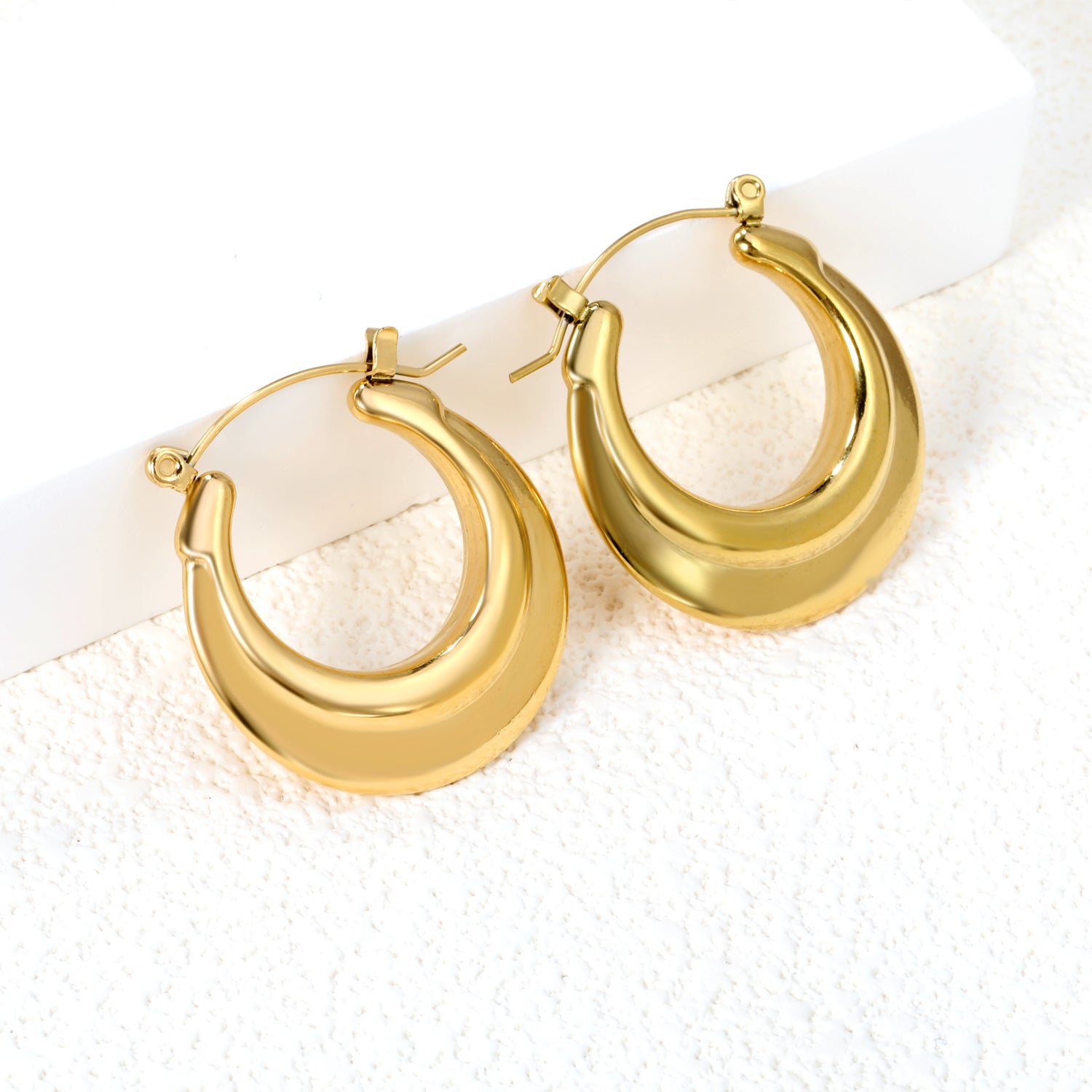 Hollow Open Circular Convex Earrings 28mm Gold Color asonjewelry