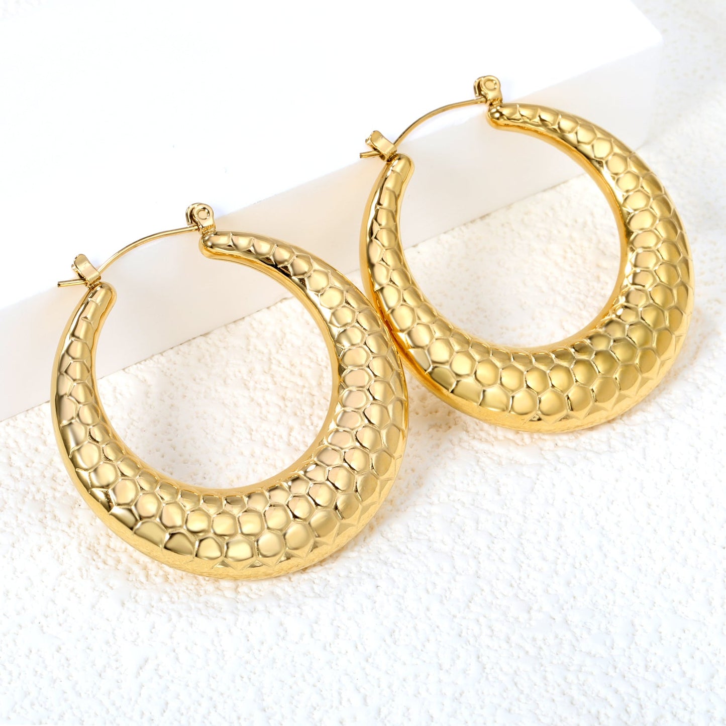 Hollow open round snake earrings 40mm gold color asonjewelry