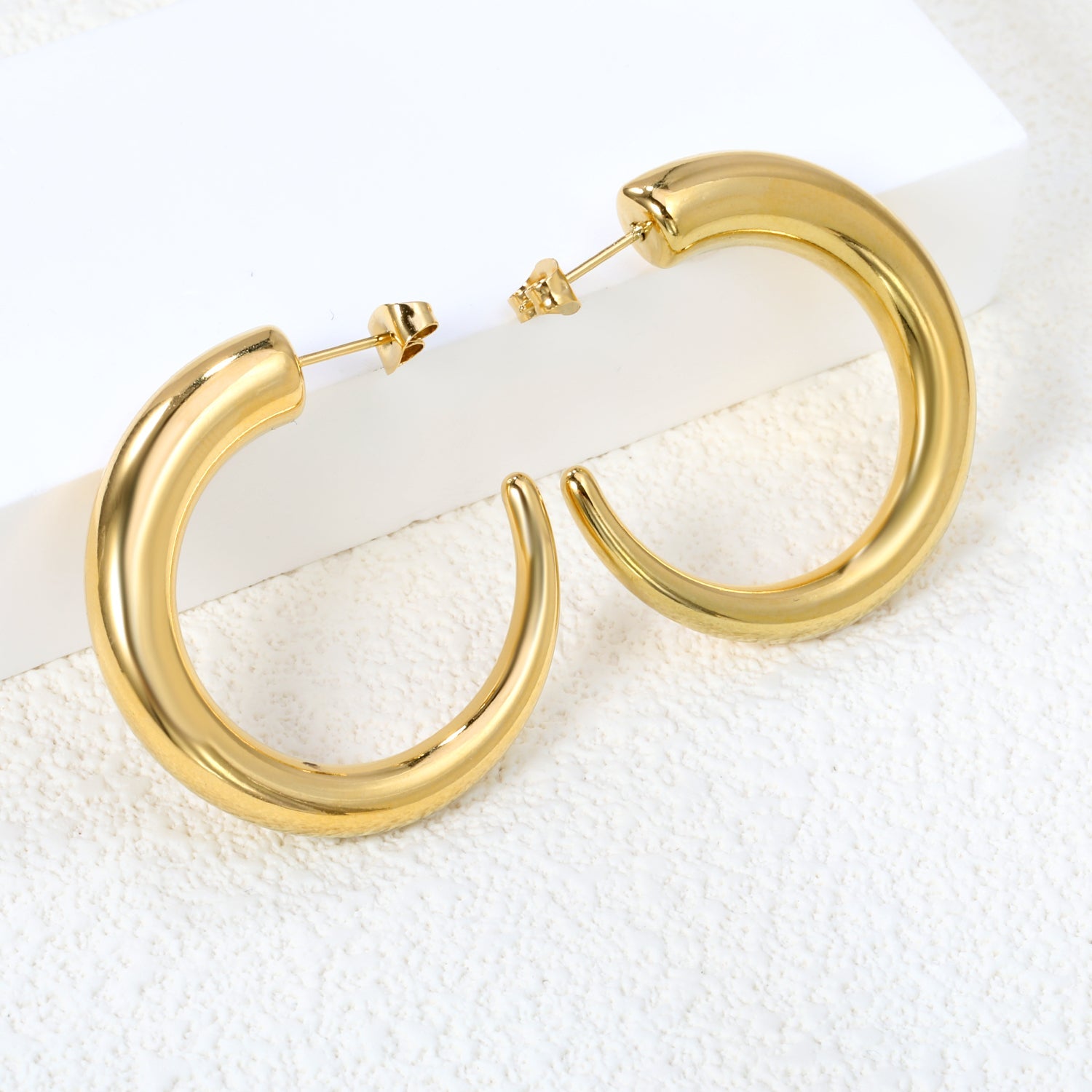 Hollow C-shaped curved hook earloop 35.5*mm Gold color asonjewelry