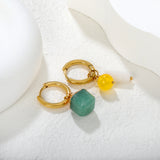 (LPE90101G model) 2.5* 12.3mm asymmetric natural stone accessory earrings with ear hooks, in gold color