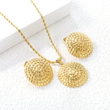 Round Thread Set Gold Color Earrings: 26.8mm Pendant: 26.8mm 2.0 Twist Chain*40+5cm+6mm Round Plaque