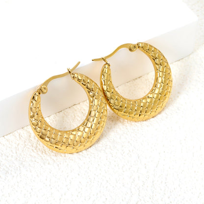 Round snake pattern earrings 28.4*26.6mm gold color asonjewelry