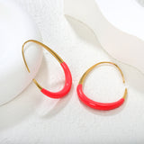 29*39.2mm Egg-Shaped Hoop Earrings Gold Drip Rose Red Drip Light Blue
