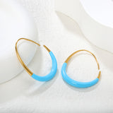 29*39.2mm Egg-Shaped Hoop Earrings Gold Drip Rose Red Drip Light Blue