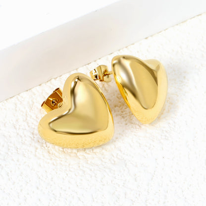 Heart-shaped gold-colored stud earrings 18*16.6mm asonjewelry