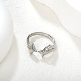 13mm high, three lucky stars, open ring, steel/ golden color, #7