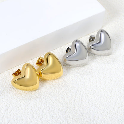 Heart-shaped gold-colored stud earrings 18*16.6mm asonjewelry
