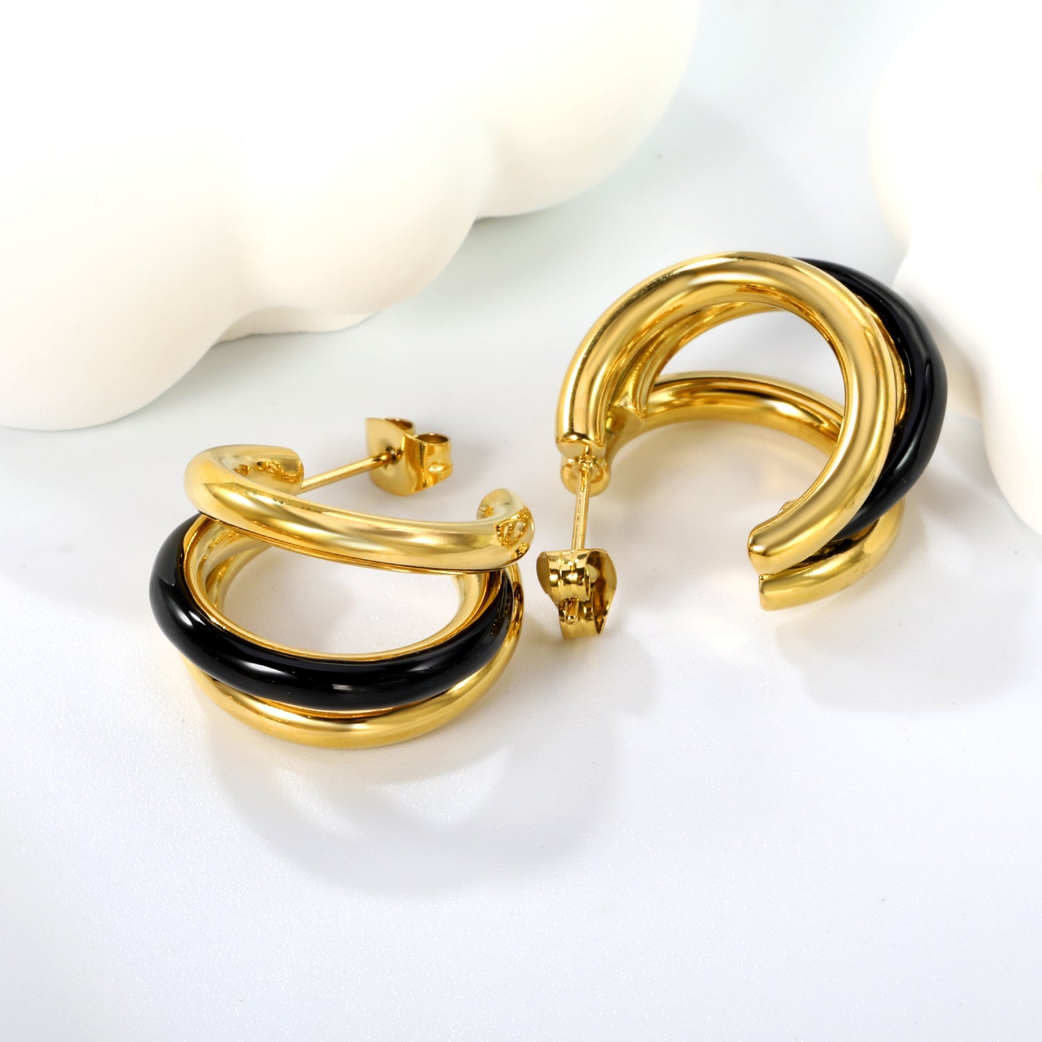 Wire 3*W16*H20mm Triple C-shaped with center white/black/pink/mint green drop earrings gold color asonjewelry