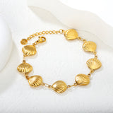 12*12.9mm 8 hollow shell accessories 18+3cm+6mm round tail brand bracelet steel color gold