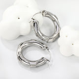 Hollow Opening Circular Convex Ear Clips 40.6mm Steel / Gold